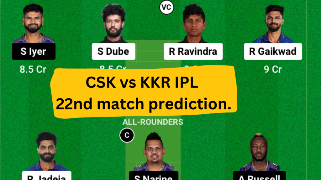 Dream11 CSK vs KKR IPL 22nd Match Prediction | Who Will Win?